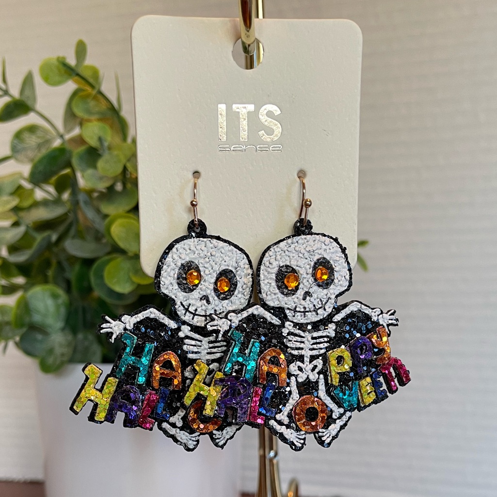Its Sense Happy Halloween Skeleton Earrings. New